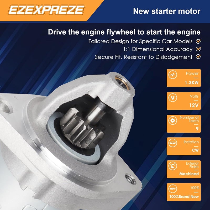 E EZEXPREZE محرك بدء تشغيل بديل Ezexpreze 19824 جديد 1.3 كيلو واط لسيارات BMW 528i xDrive 2014-2016، X1 2013-2015، Z4 2012-2016 L4 2.0L - Image 3